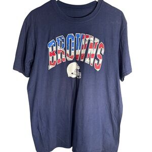 Fanatics Cleveland Browns Mens Navy Blue American Flag Graphic T-Shirt NFL Small